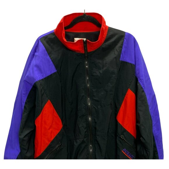 Vintage Gary Mandel Windbreaker Retro Jacket XL Black Red Purple 80s 90s Y2K - Picture 3 of 7